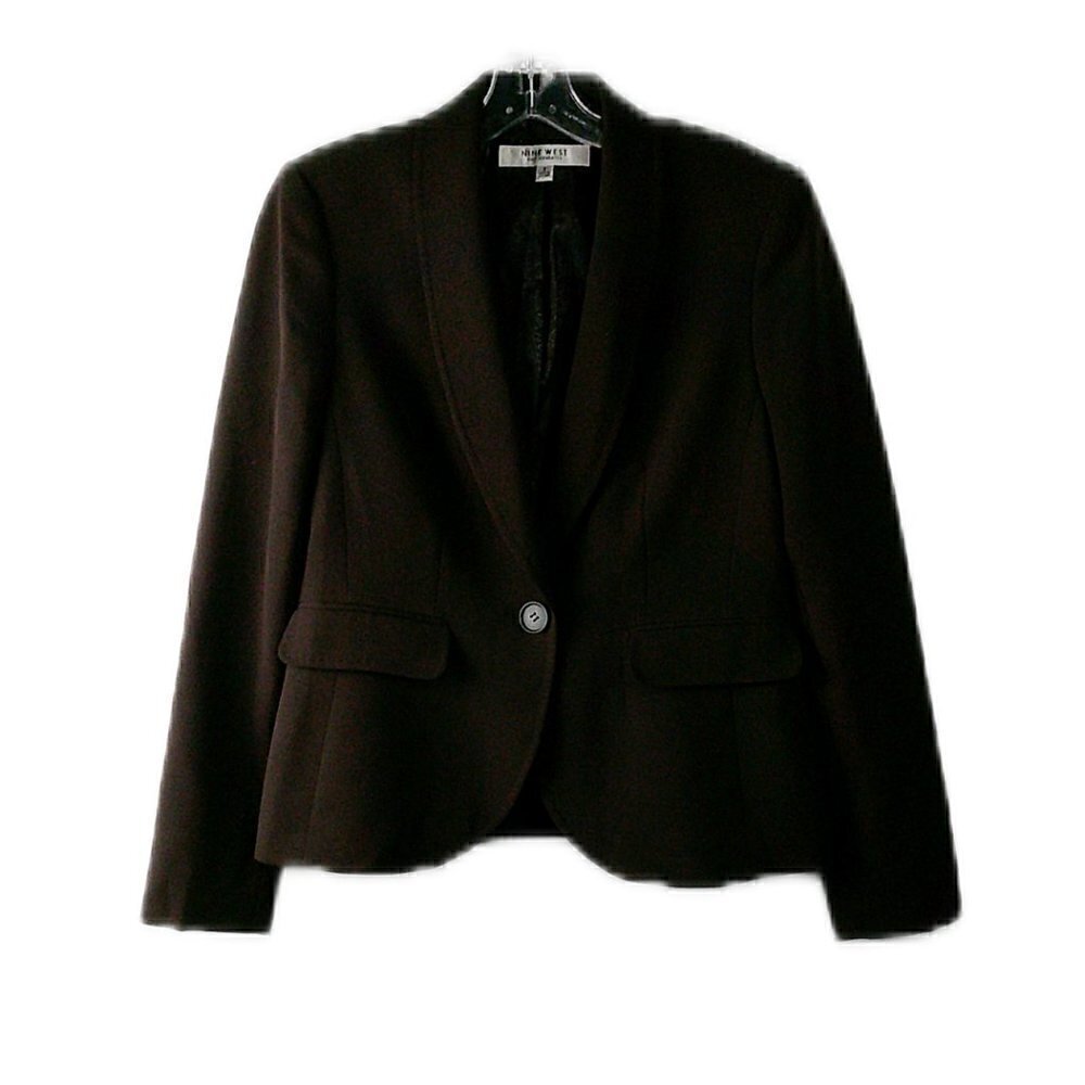 Nine West - Single Button Long Sleeve Brown Jacket - Size 2